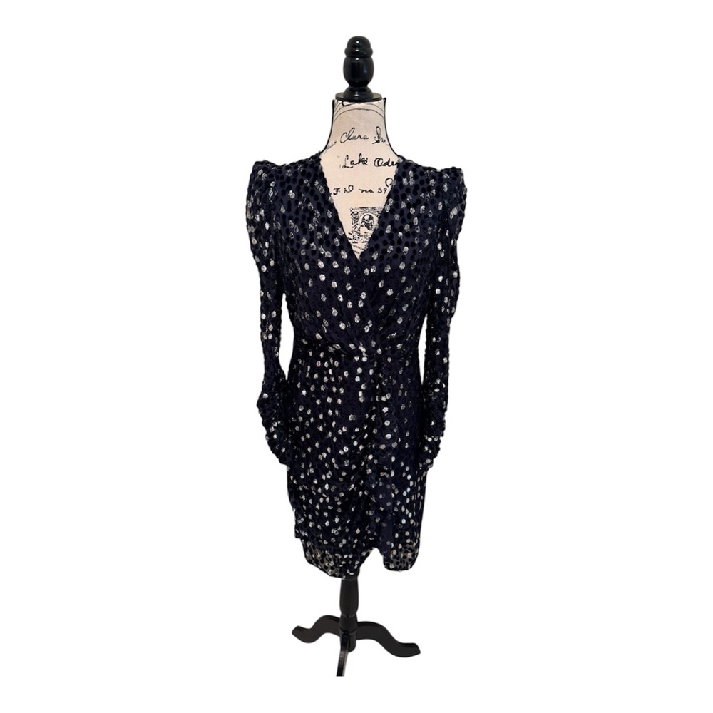 Kate Spade Navy and silver metallic Long Sleeve Dress - Picture 3 of 9